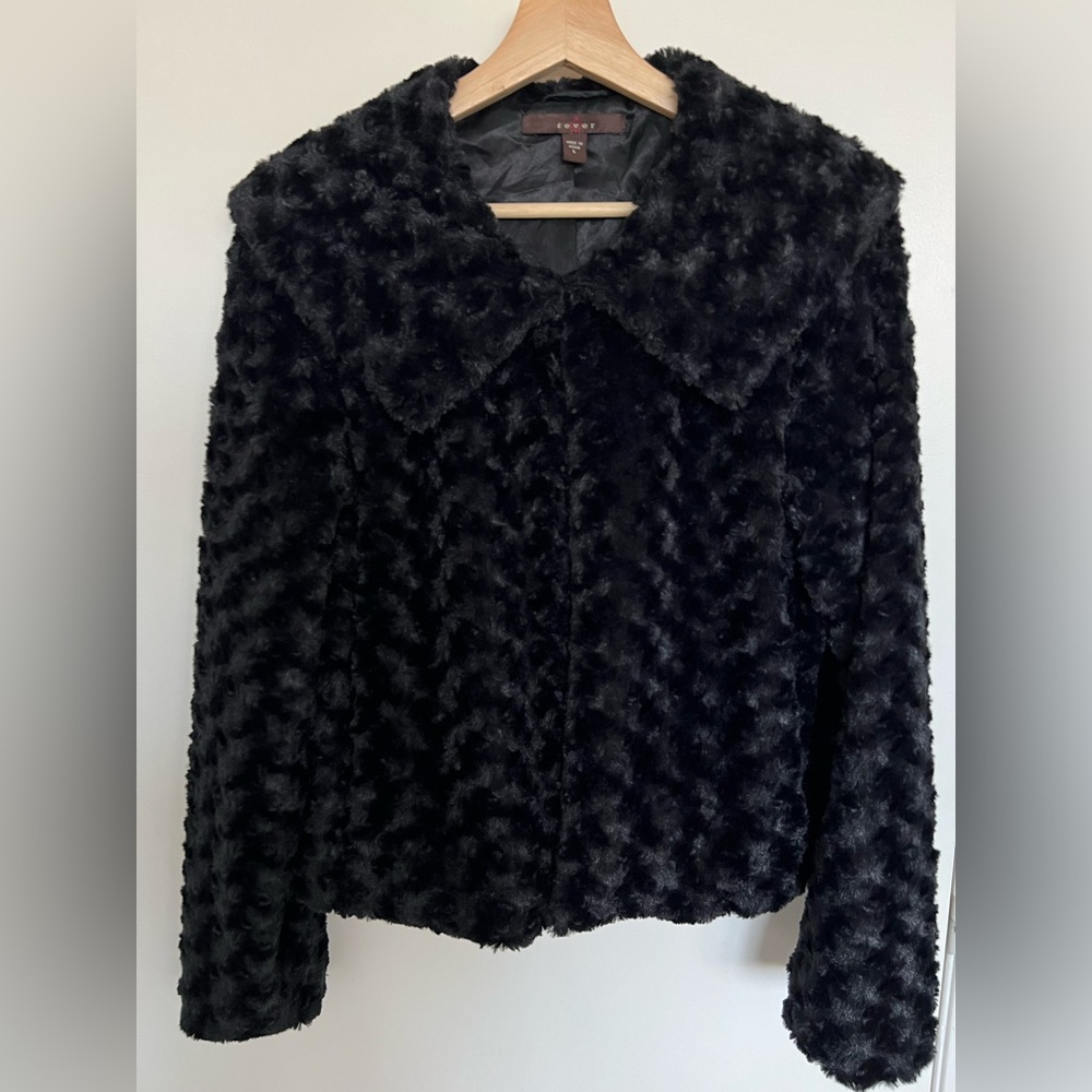 Fever Faux Fur Jacket/Blazer | Color:Balck |Size:L